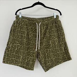 Dandy Del Mar Shorts Mens Medium Green Terry Cloth The Tropez Snake Maze Print